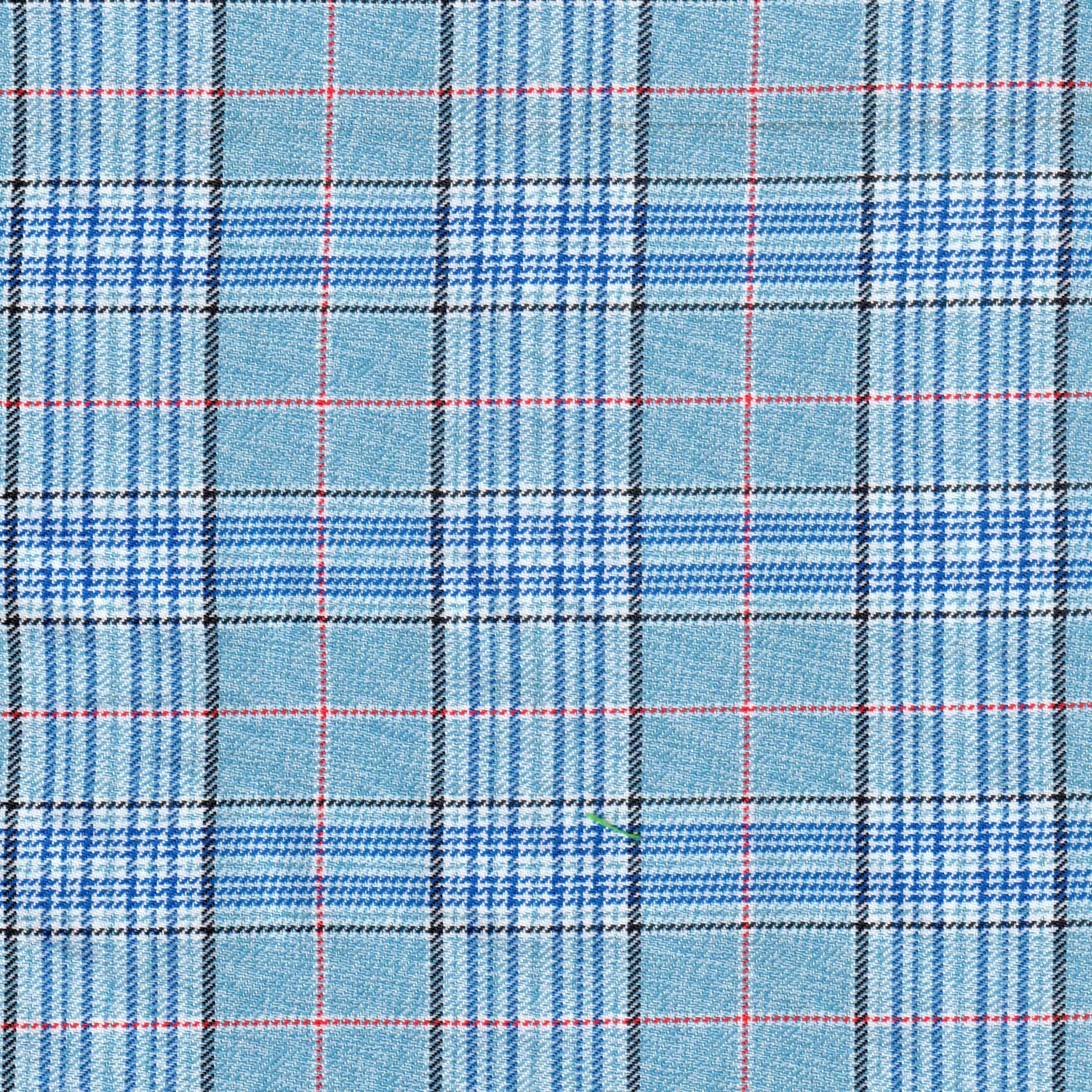 Tela SchoolLine 65007001: tejido cuadriculado azul claro y azul marino con líneas rojas, ideal para uniforms escolares.