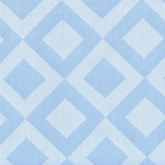 Tela Indigo claro con patrón de rombos azul y blanco; ideal para uniformes escolares e institucionales SchoolLine.
