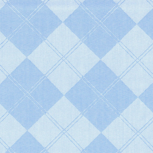 Tela 66002019 Indigo clear con cuadros azul claro y blanco, ideal para uniformes escolares e institucionales, SchoolLine