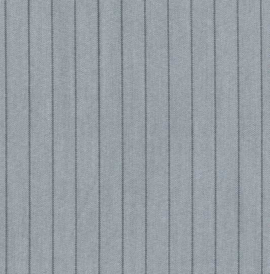 Tela gris claro con rayas verticales índigo, ideal para uniformes escolares e institucionales; SchoolLine Indigo clear