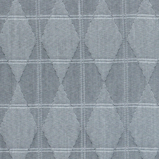 Tela 66002038 Indigo clear para uniformes SchoolLine, tela gris indigo claro con patrón geométrico de diamantes.
