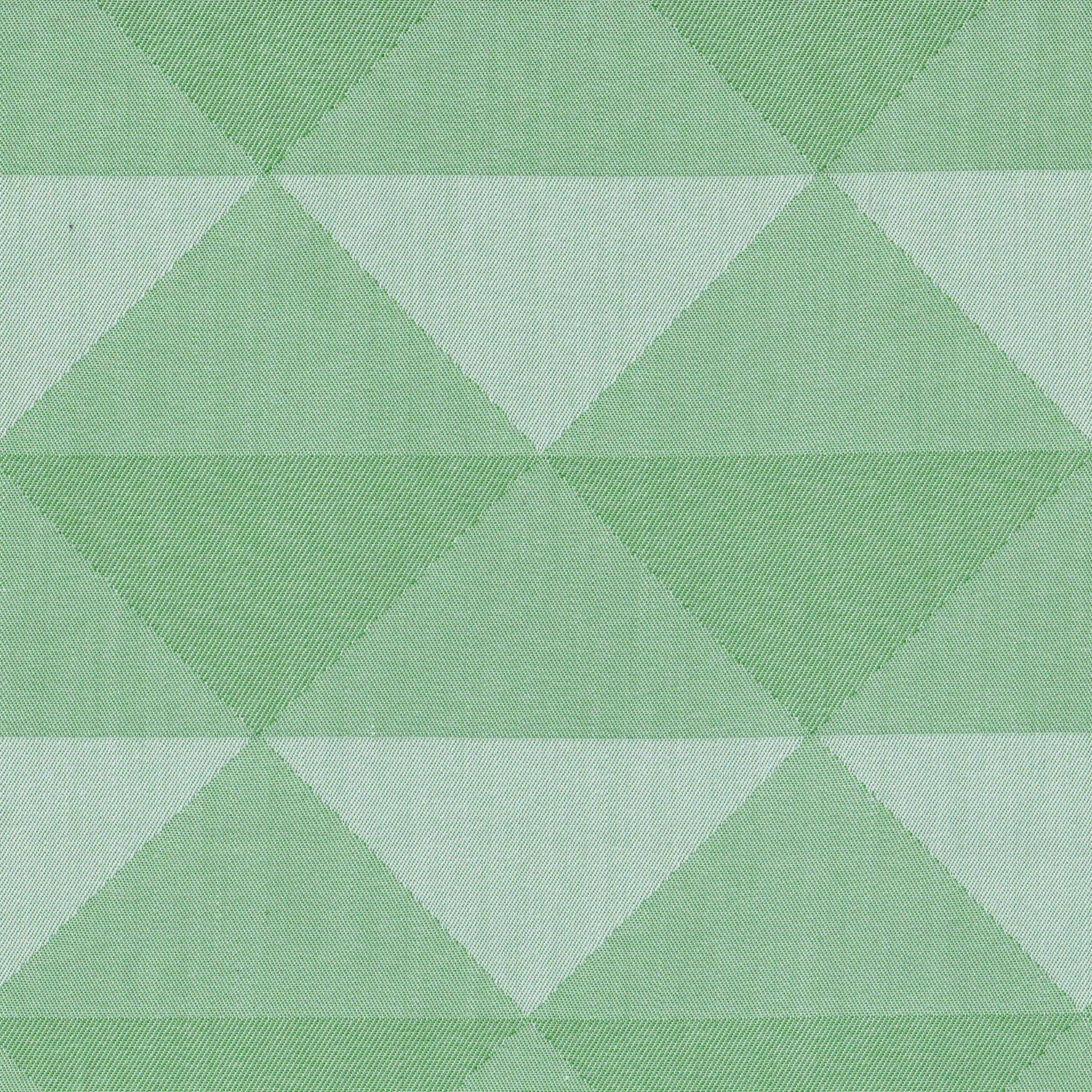 Tela SchoolLine Indigo clear para uniformes; verde claro y verde esmeralda con patrón geométrico, ideal para uniformes escolares e institucionales.