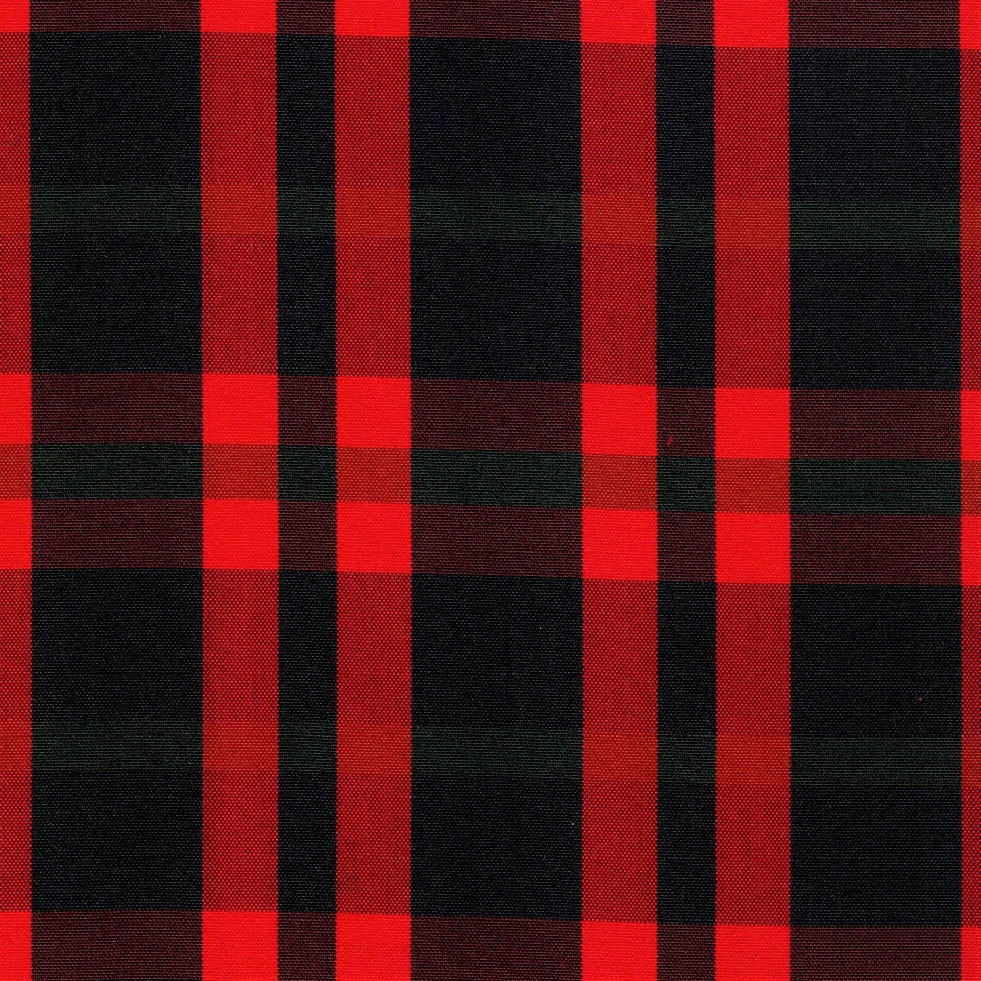 Tela escocesa de poliéster SchoolLine, rojo y negro a cuadros, ideal para uniformes escolares e institucionales.