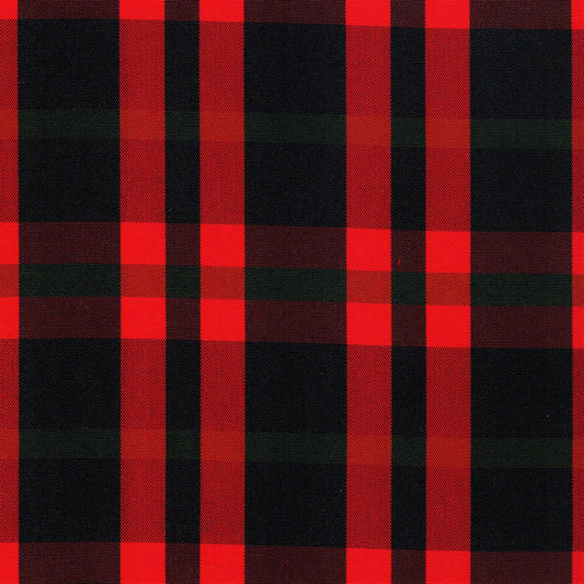 Tela escocesa de poliéster SchoolLine, rojo y negro a cuadros, ideal para uniformes escolares e institucionales.