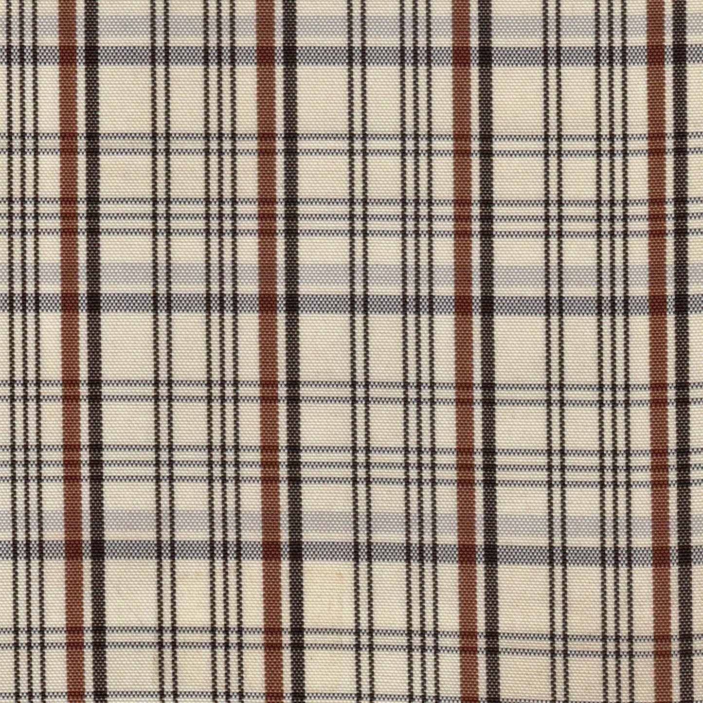 Tela escocesa de poliéster SchoolLine | cuadro beige con negro y marrón, adecuada para uniformes escolares e institucionales.