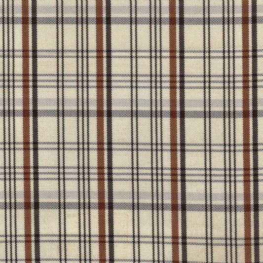 Tela escocesa de poliéster SchoolLine | cuadro beige con negro y marrón, adecuada para uniformes escolares e institucionales.