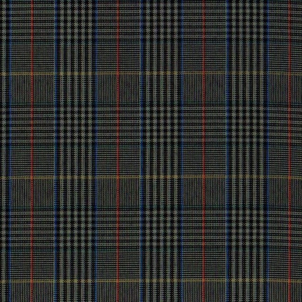 Tela escocesa de poliéster SchoolLine, diseño a cuadros en azul, negro y rojo; ideal para uniformes escolares e institucionales.