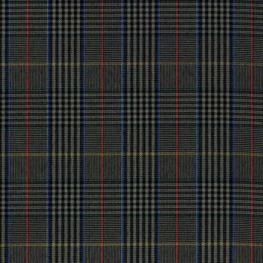 Tela escocesa de poliéster SchoolLine, diseño a cuadros en azul, negro y rojo; ideal para uniformes escolares e institucionales.