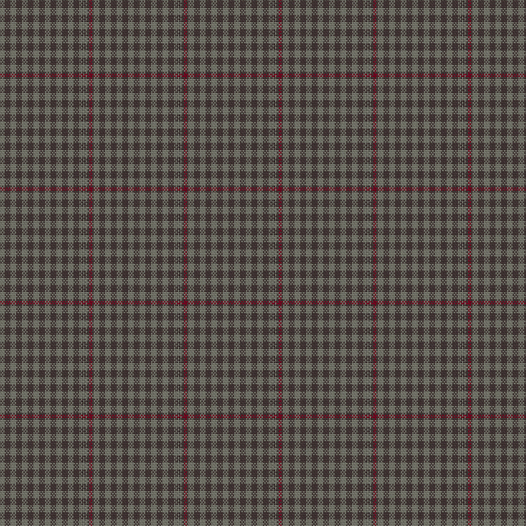 Tela escocesa de poliéster SchoolLine, tartán gris y negro con líneas rojas, para uniformes escolares.