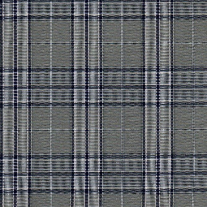Tela escocesa de poliéster SchoolLine gris con cuadros azul y blanco; ideal para uniformes escolares e institucionales.