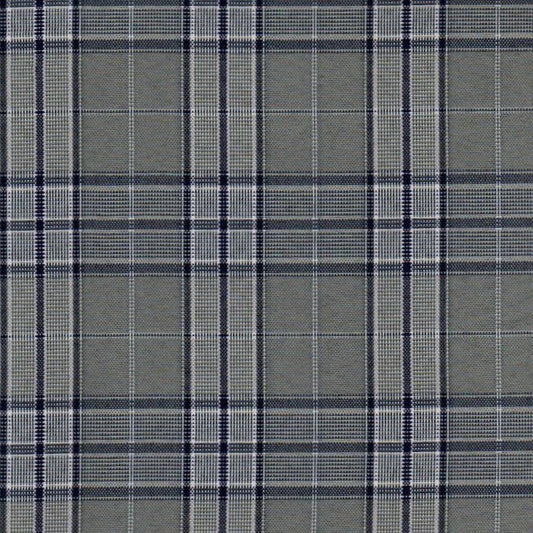 Tela escocesa de poliéster SchoolLine gris con cuadros azul y blanco; ideal para uniformes escolares e institucionales.