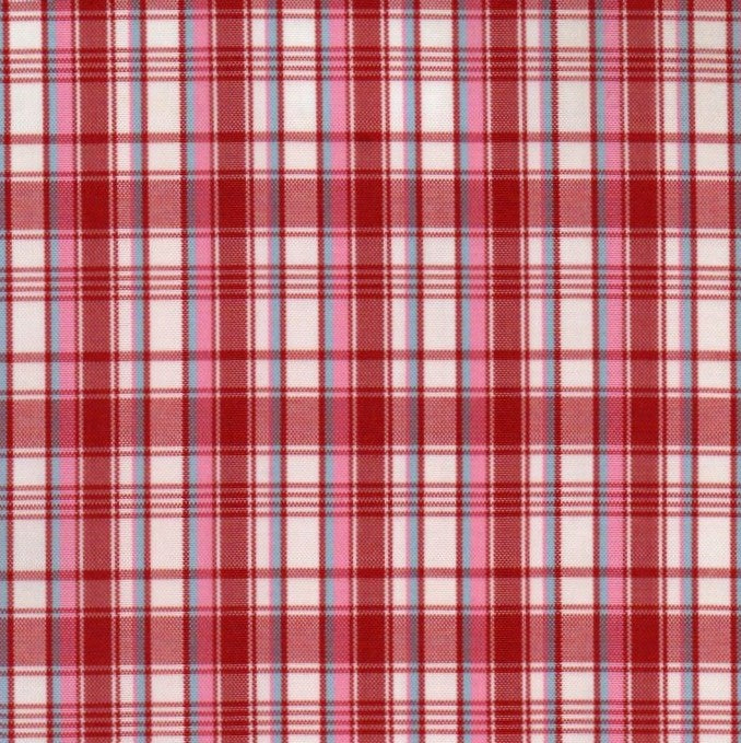 Tela escocesa de poliéster SchoolLine, rojo y blanco a cuadros tartán, ideal para uniformes escolares e institucionales.