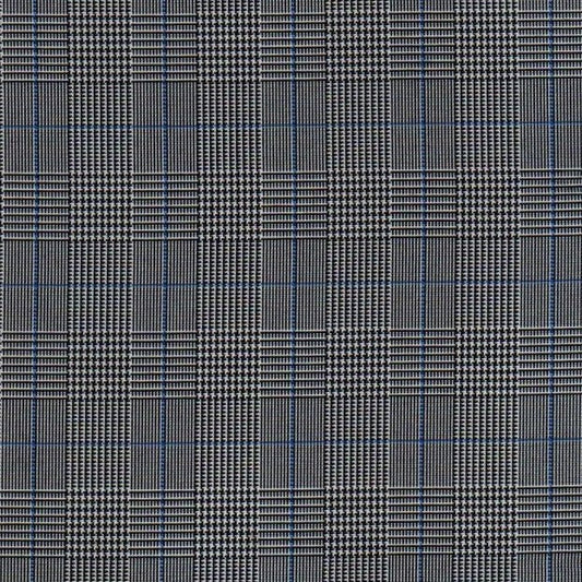 Tela escocesa de poliéster SchoolLine 13001031, gris con cuadros azules, ideal para uniformes escolares e institucionales.