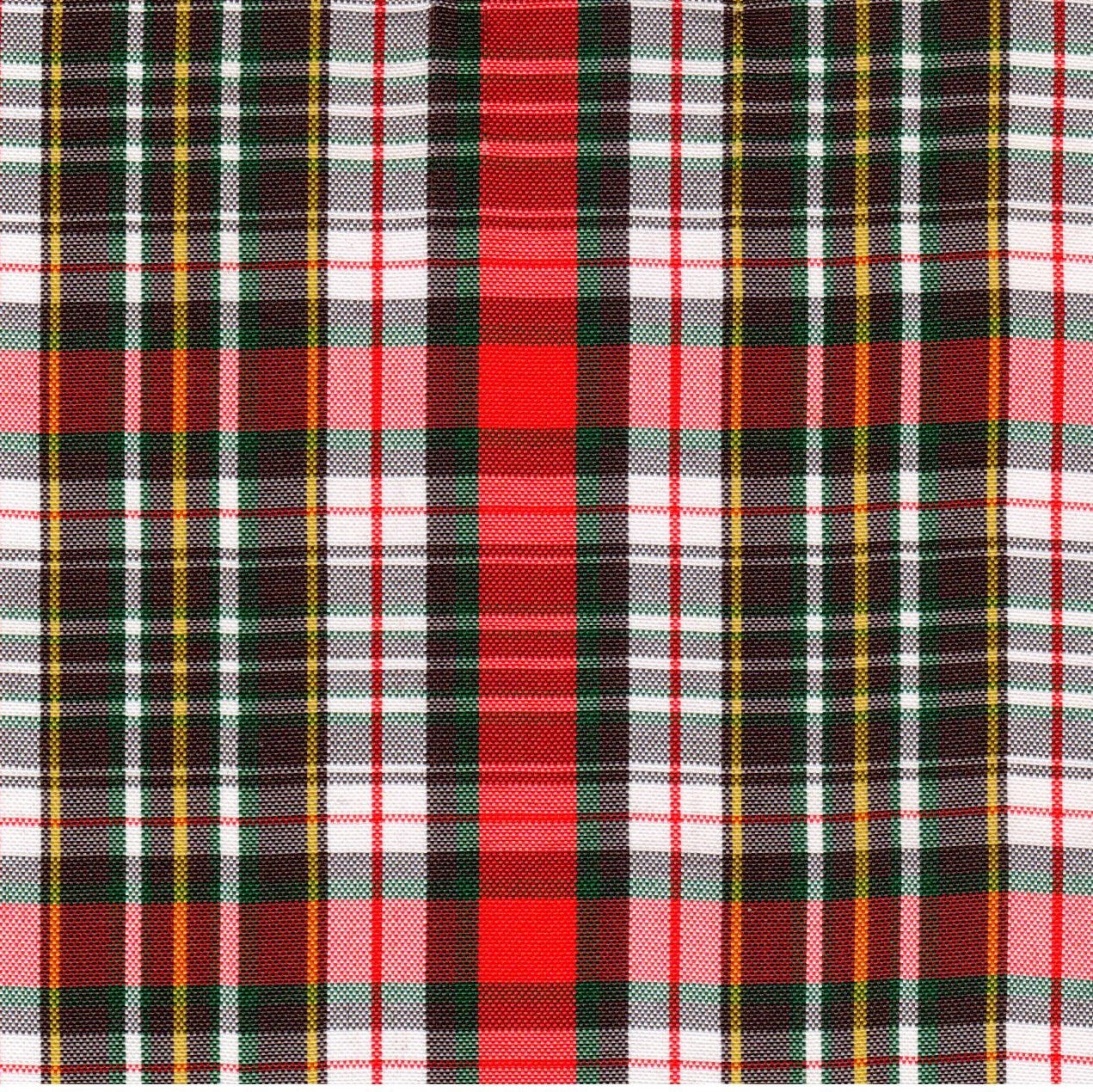 Tela escocesa de poliéster SchoolLine en rojo, verde y negro con cuadros; ideal para uniformes escolares e institucionales