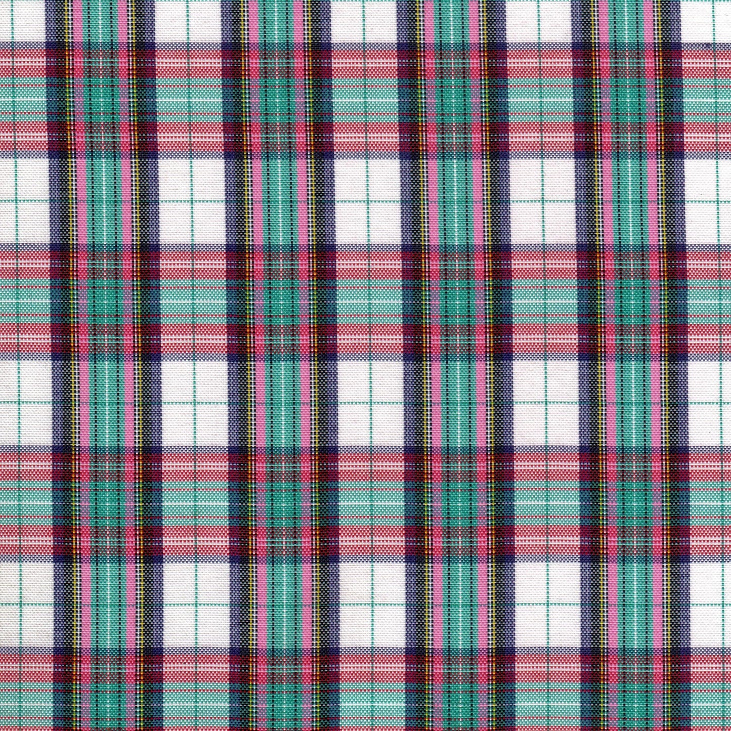 Tela escocesa de poliéster SchoolLine, cuadros verde, rosa y azul marino, para uniformes escolares e institucionales.