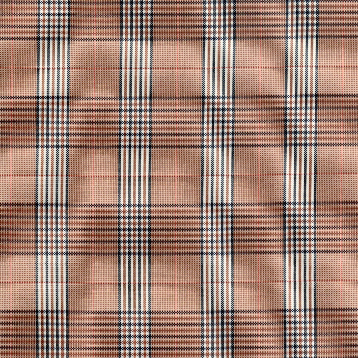 Tela escocesa de poliéster SchoolLine, marrón con diseño tartán beige/negro, ideal para uniformes escolares.