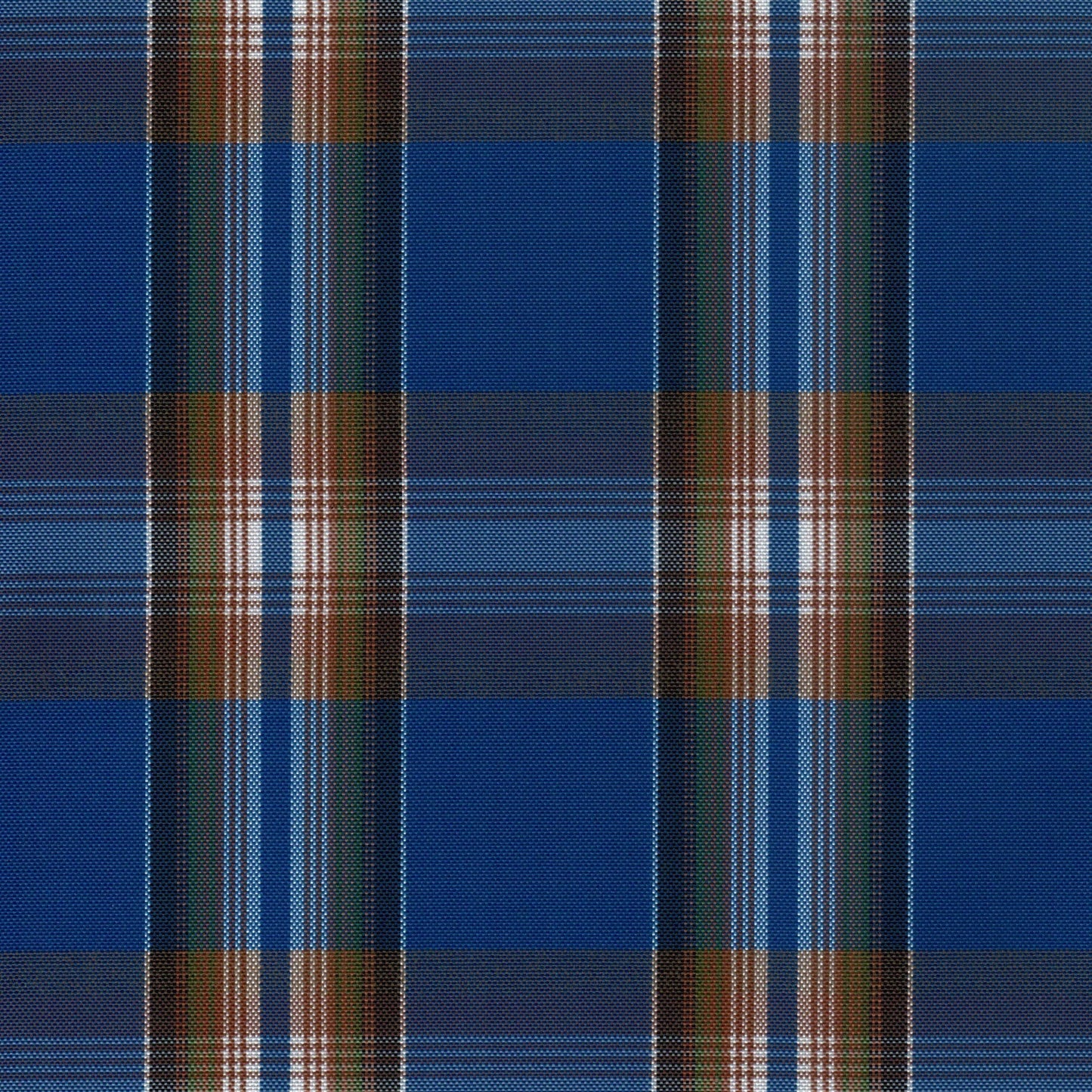 Tela escocesa de poliéster azul con cuadros marrón y verde; ideal para uniformes escolares, SchoolLine.