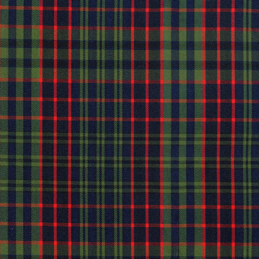 Tela escocesa de poliéster SchoolLine para uniformes, plaid verde, azul marino y rojo.