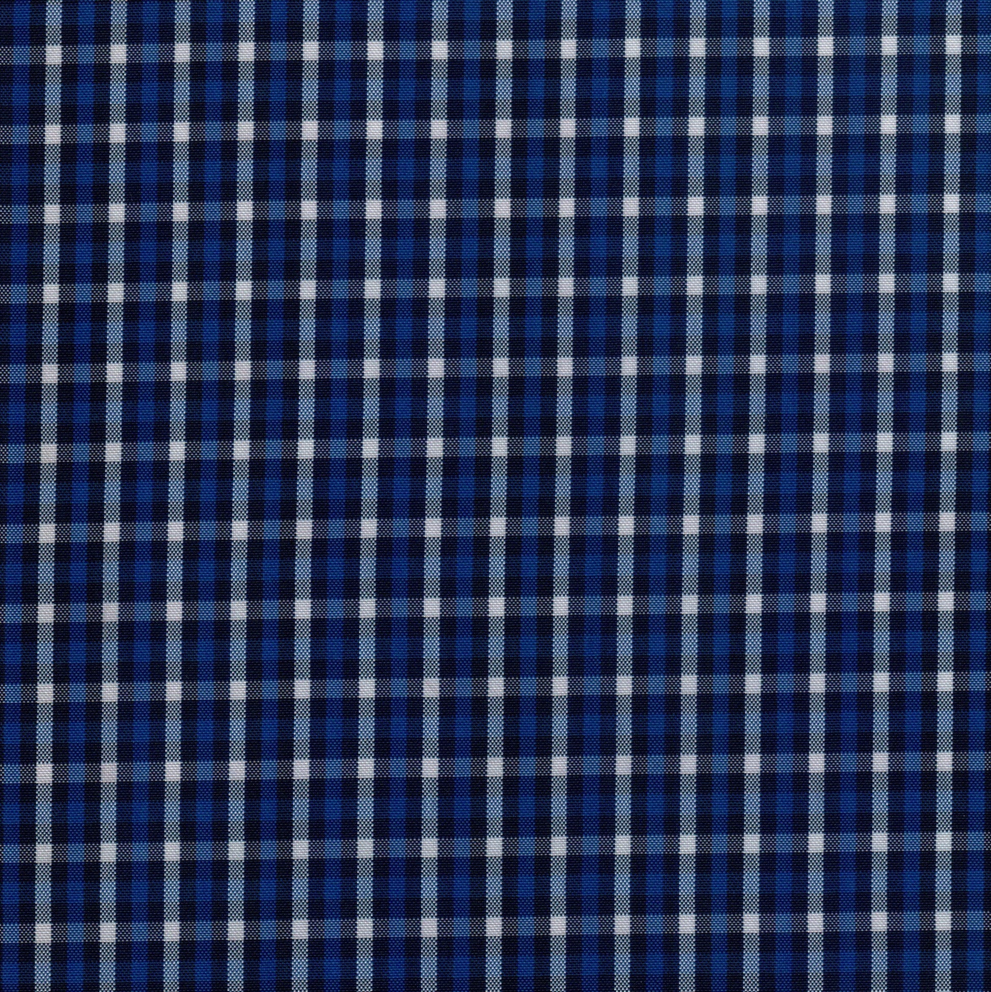 Tela escocesa de poliéster SchoolLine, tejido a cuadros azul marino y blanco, ideal para uniformes escolares