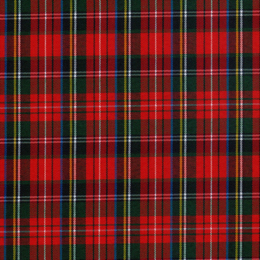 Tela escocesa de poliéster SchoolLine, tartán rojo, verde y azul; ideal para uniformes escolares e institucionales.