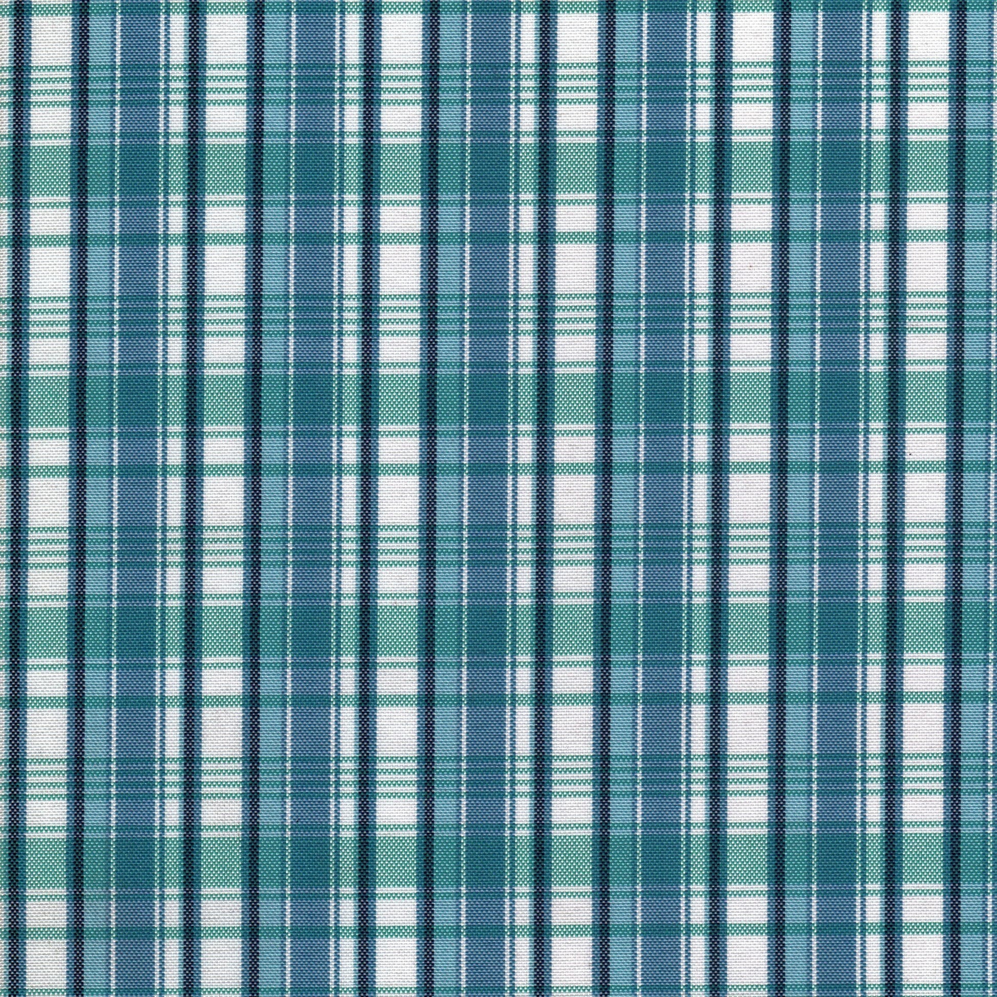 Tela escocesa de poliéster SchoolLine con patrón tartán azul y verde, ideal para uniformes escolares e institucionales.