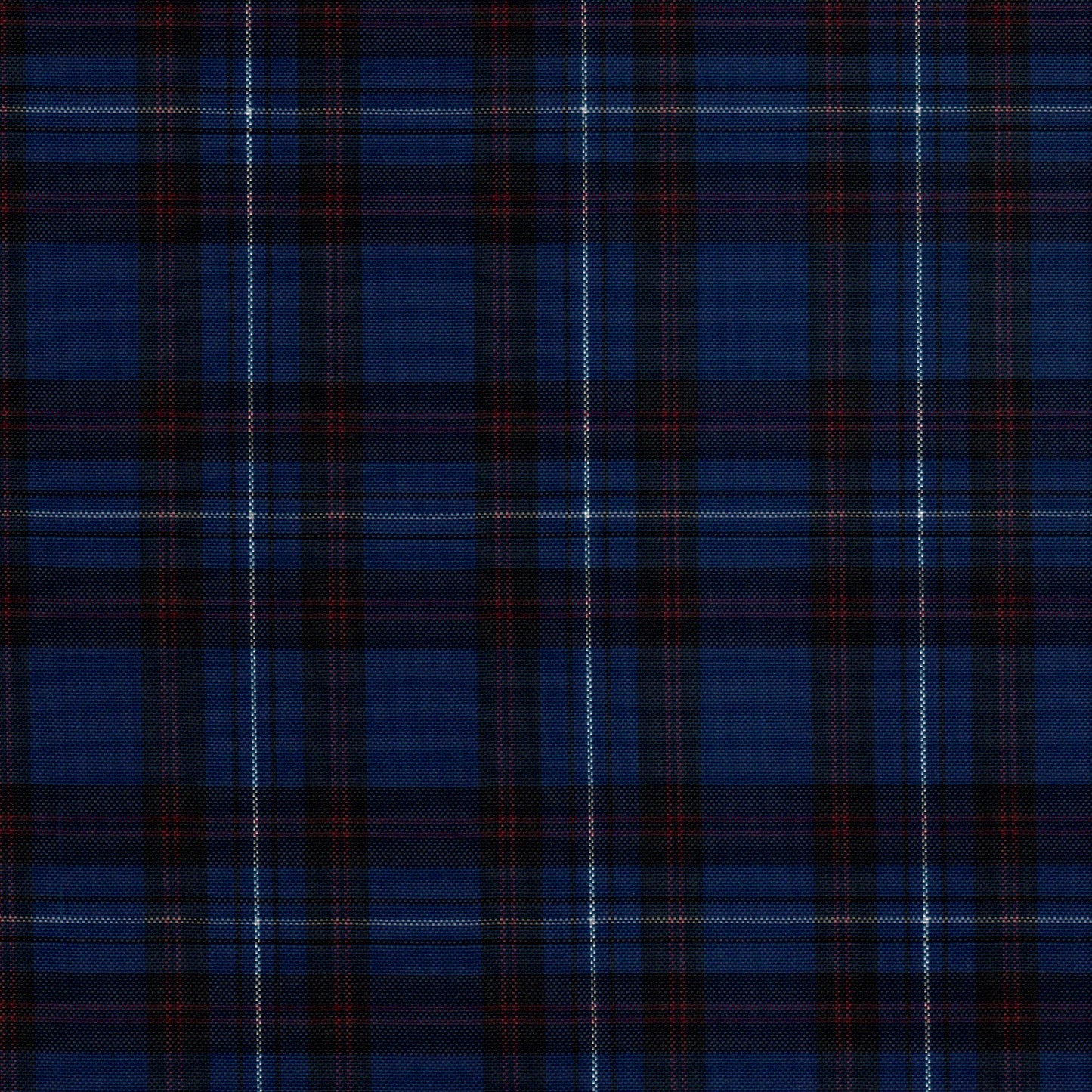 Tela escocesa de poliéster SchoolLine azul marino con cuadros plaid en azul, negro y rojo, ideal para uniformes escolares e institucionales