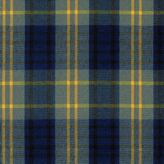 Tela escocesa de poliéster para uniformes, diseño azul/gris con rayas amarillas, SchoolLine.