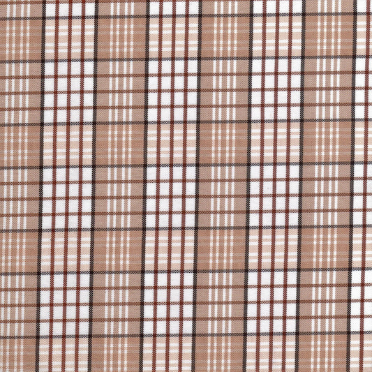 Tela escocesa de poliéster beige con cuadros tartán, ideal para uniformes escolares e institucionales SchoolLine