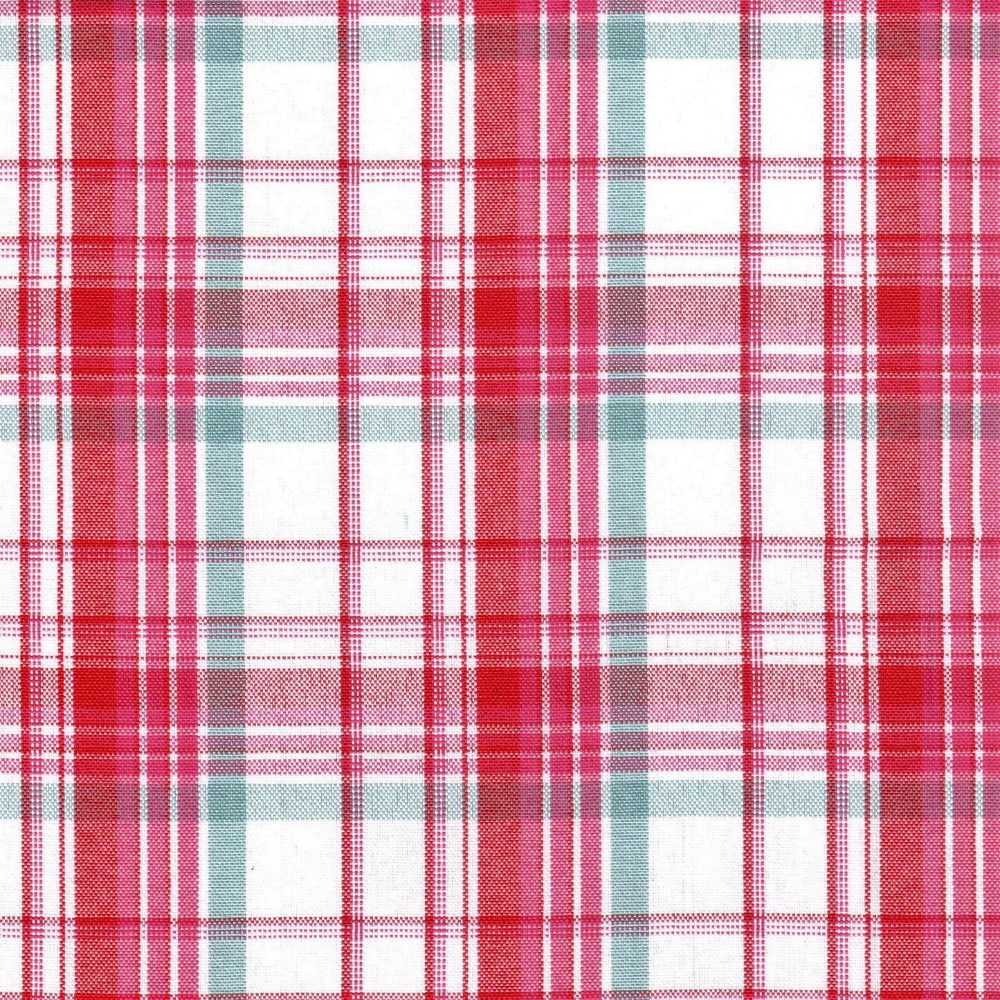 Tela escocesa de poliéster SchoolLine, tartán rojo/blanco/azul; ideal para uniformes escolares e institucionales.