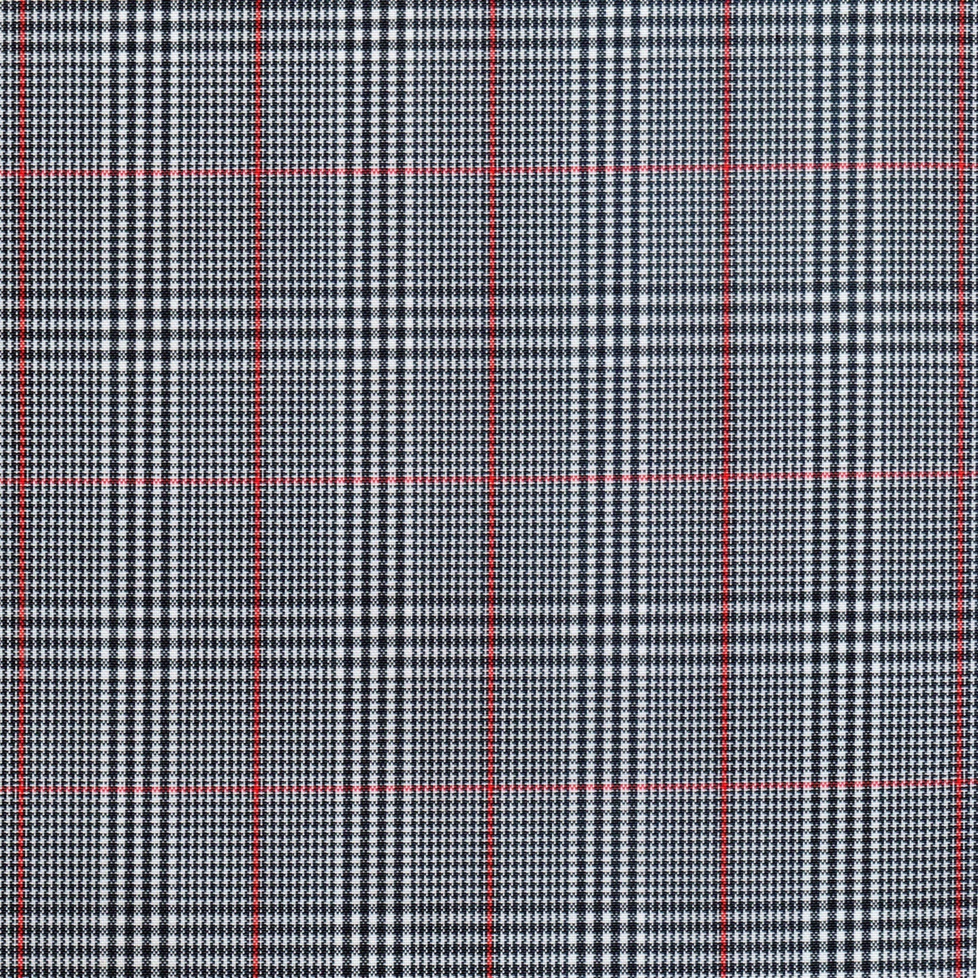 Tela escocesa de poliéster para uniformes en negro con cuadros negro/blanco y líneas rojas, de SchoolLine