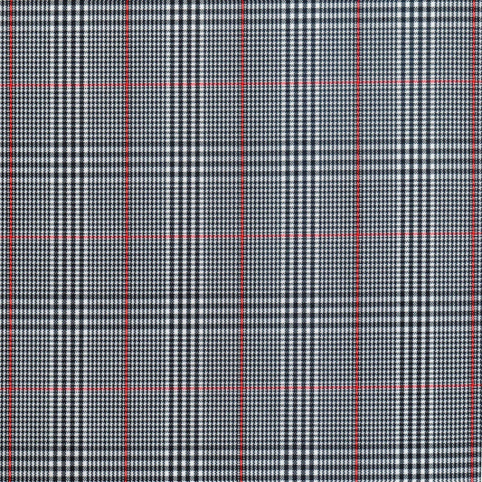 Tela escocesa de poliéster para uniformes en negro con cuadros negro/blanco y líneas rojas, de SchoolLine