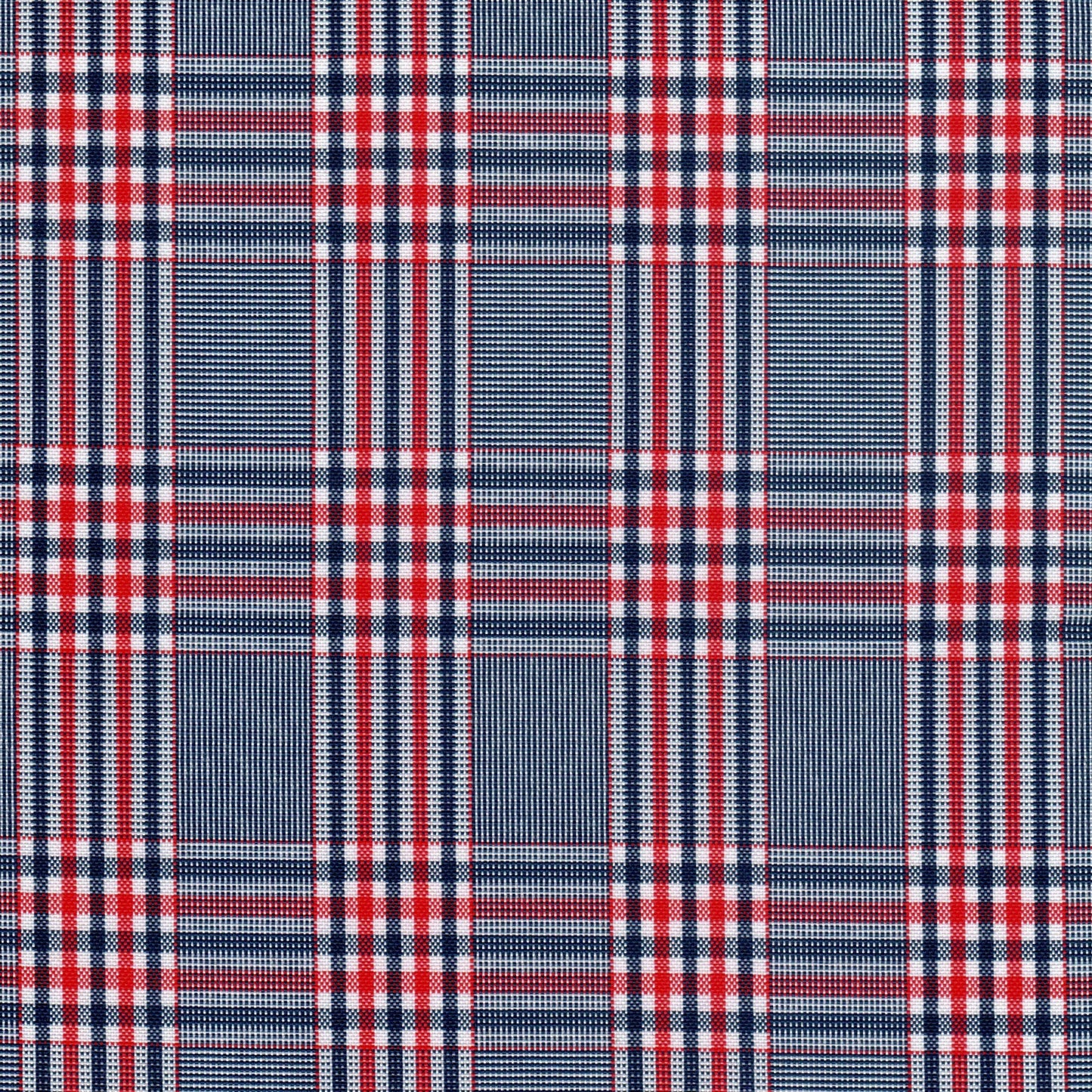 Tela escocesa de poliéster azul, rojo y blanco con diseño tartán; ideal para uniformes escolares e institucionales SchoolLine