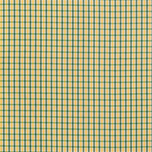 Tela escocesa de poliéster verde y amarillo con cuadro, ideal para uniformes escolares de SchoolLine.