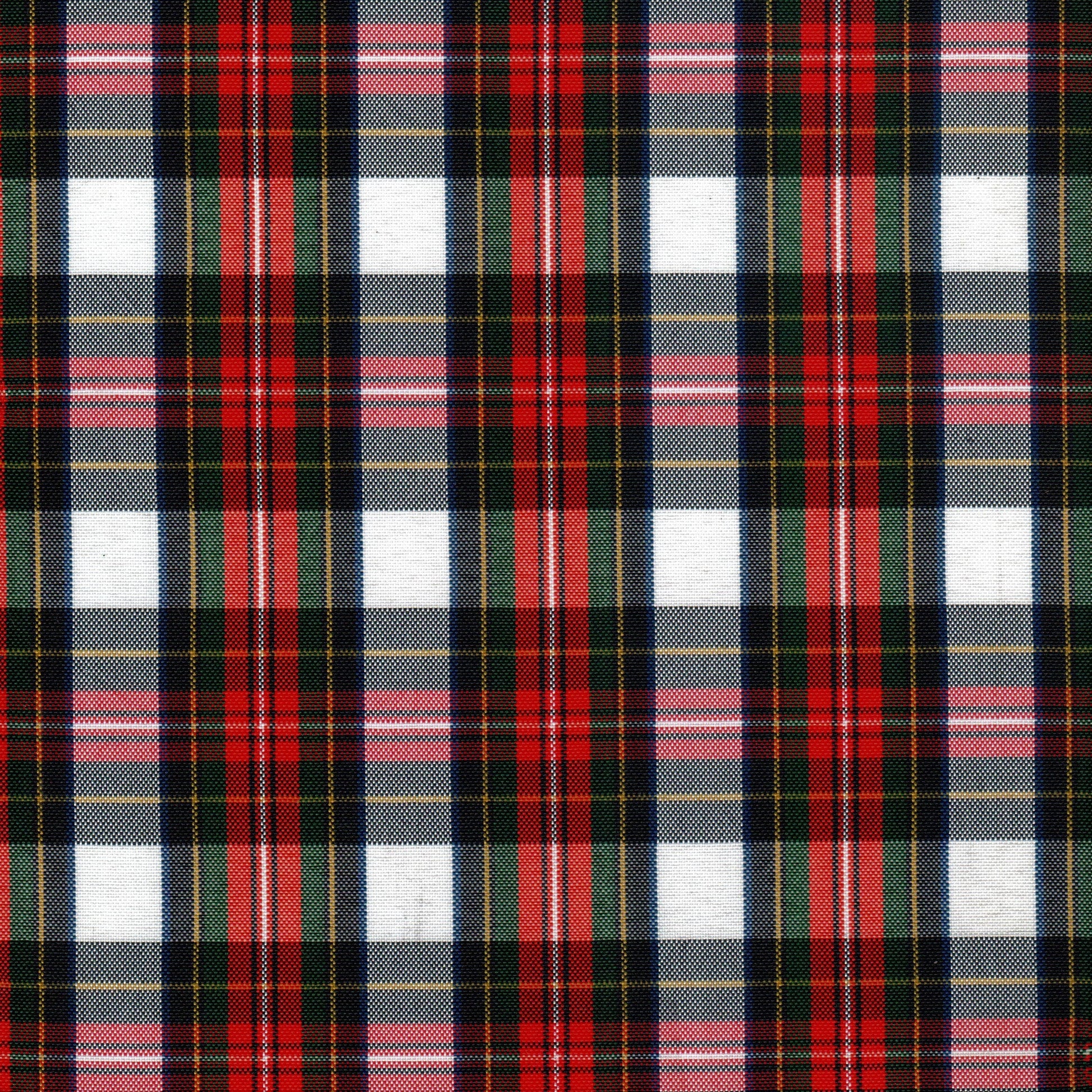 Tela escocesa de poliéster SchoolLine, tartán rojo-verde-negro, ideal para uniformes escolares.