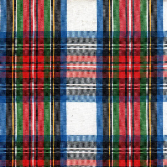 Tela escocesa de poliéster en tartán azul, rojo y verde; ideal para uniformes escolares e institucionales SchoolLine.