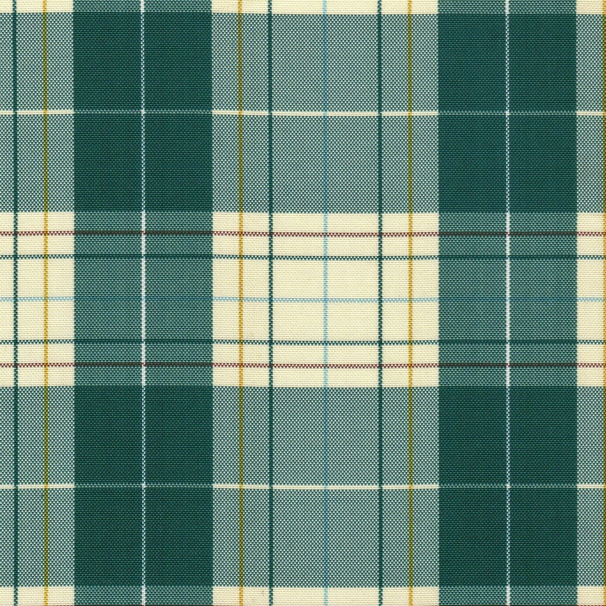 Tela escocesa de poliéster SchoolLine en tonos verde azulado y beige, ideal para uniformes escolares.