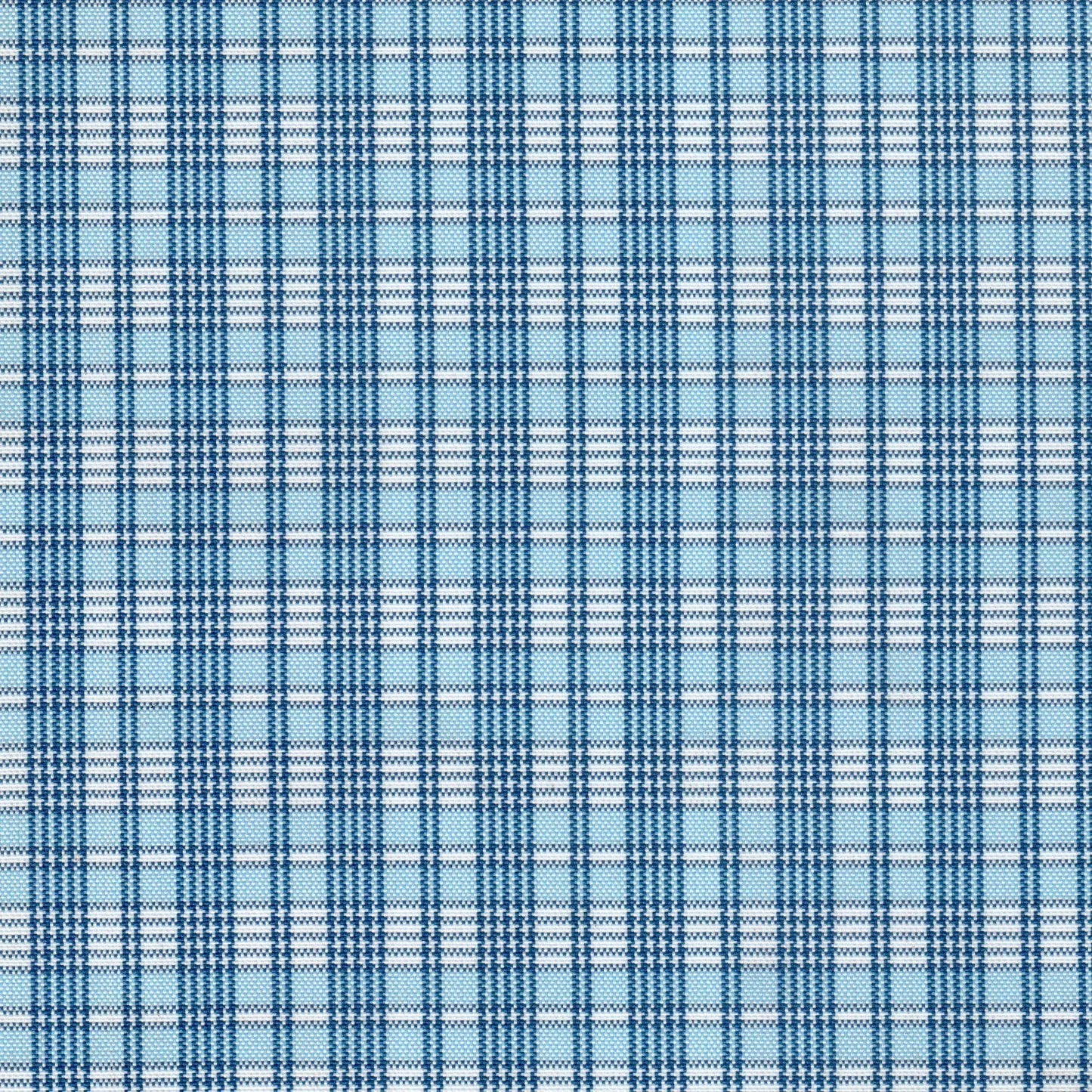 Tela escocesa de poliéster SchoolLine azul y blanco con diseño tartán, ideal para uniformes escolares e institucionales.