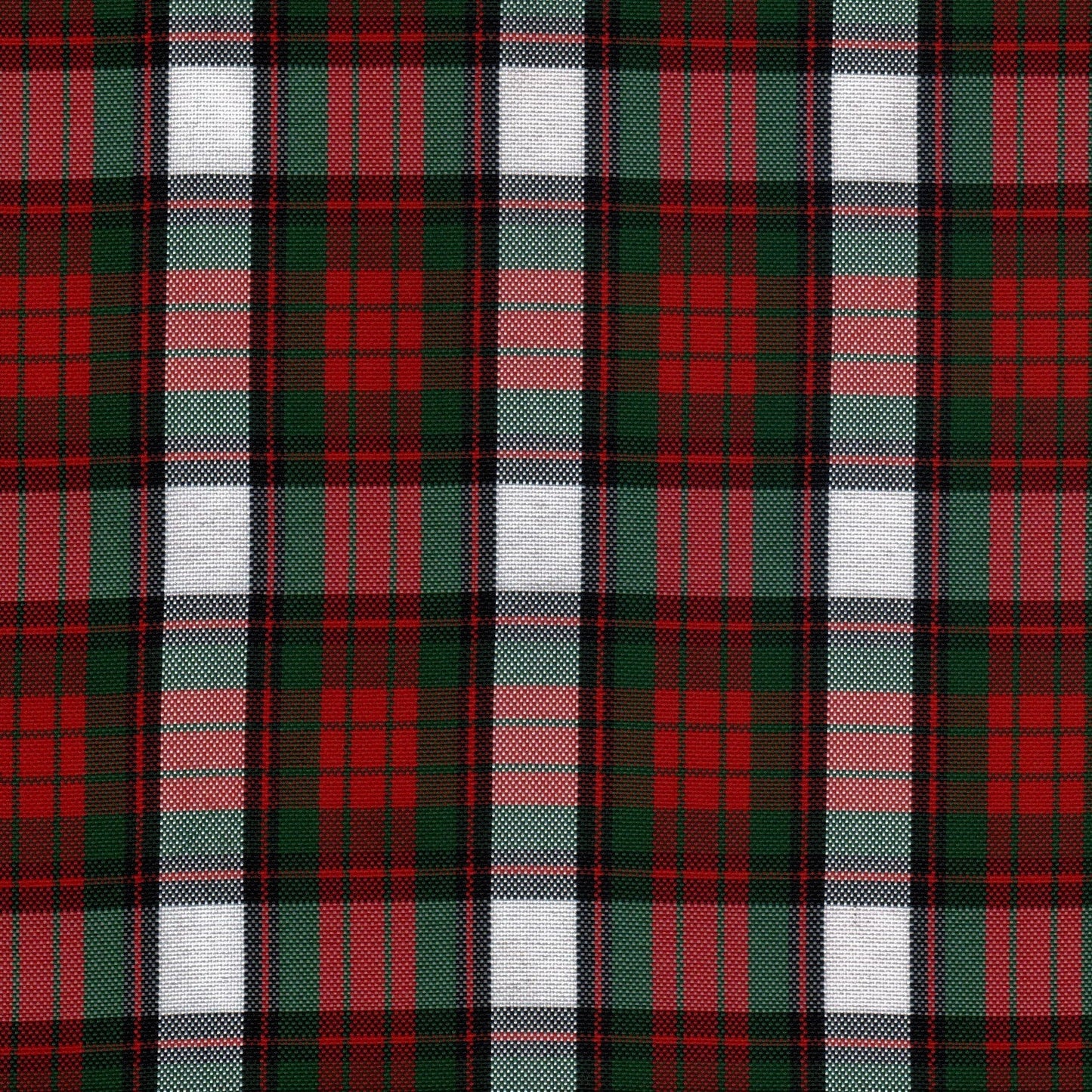Tela escocesa de poliéster, tartán rojo, verde y blanco; ideal para uniformes escolares e institucionales, SchoolLine.