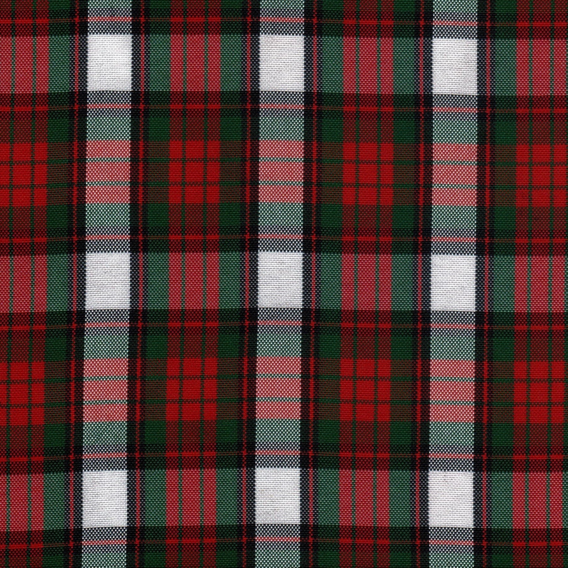 Tela escocesa de poliéster, tartán rojo, verde y blanco; ideal para uniformes escolares e institucionales, SchoolLine.