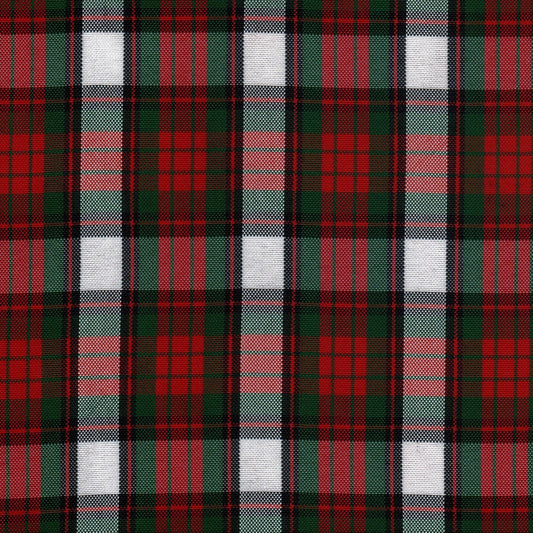 Tela escocesa de poliéster, tartán rojo, verde y blanco; ideal para uniformes escolares e institucionales, SchoolLine.
