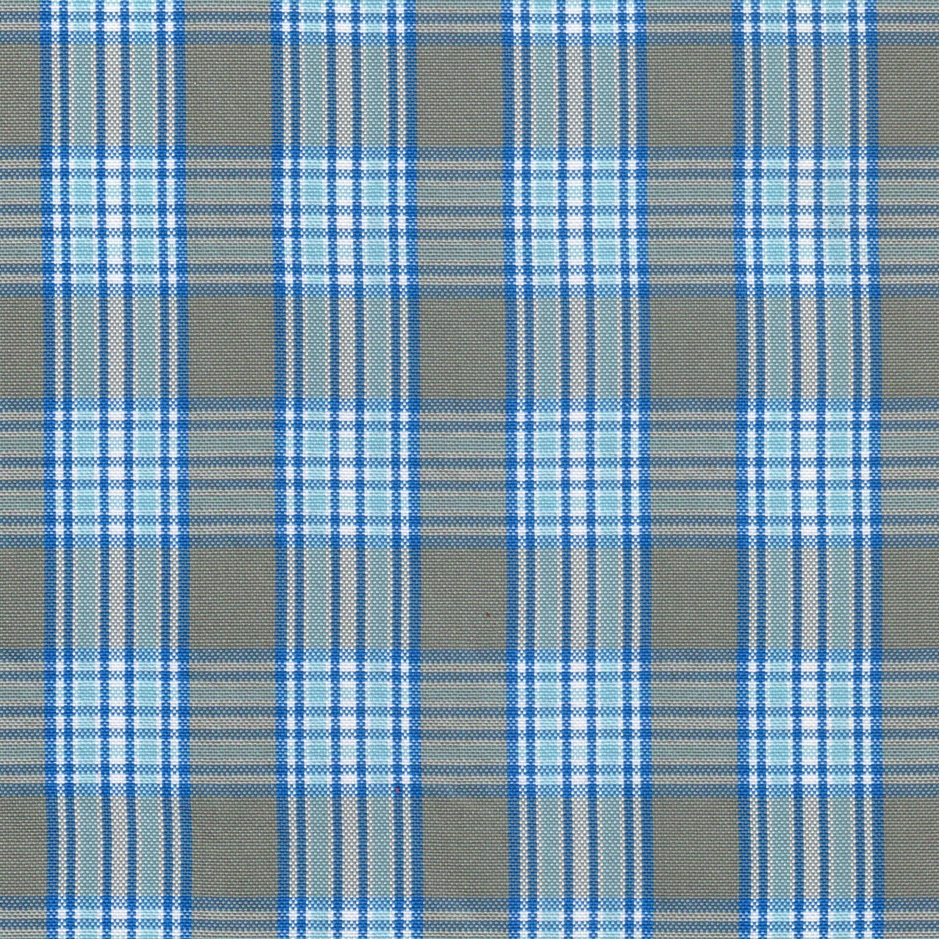 Tela escocesa de poliéster SchoolLine en azul y gris, patrón a cuadros, ideal para uniformes escolares e institucionales.