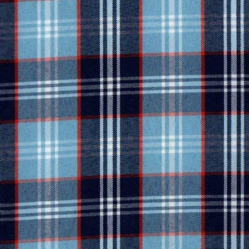 Tela escocesa de poliéster tartán azul, navy y rojo para uniformes escolares e institucionales | SchoolLine