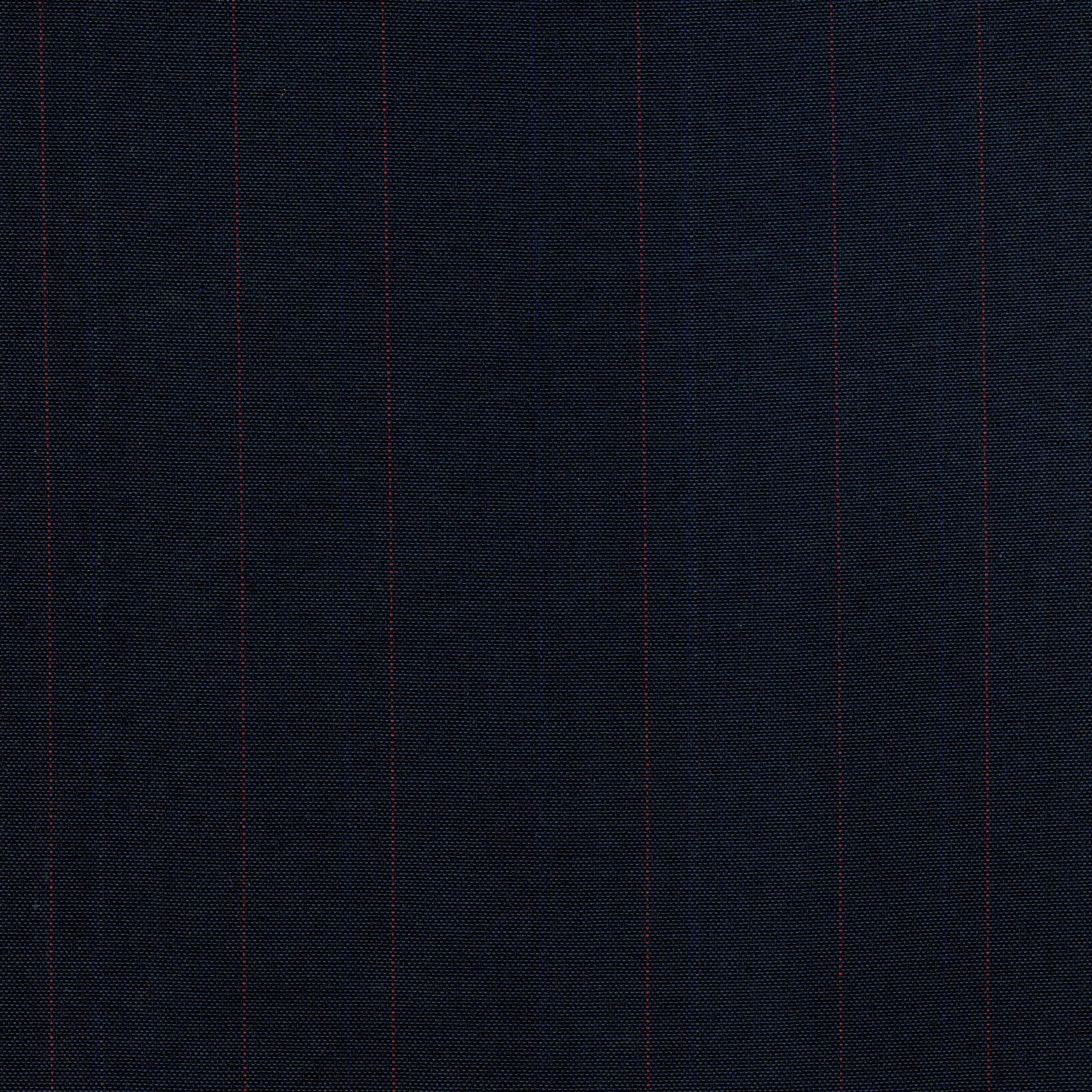 Tela escocesa de poliéster SchoolLine en azul marino con rayas rojas, ideal para uniformes escolares e institucionales.