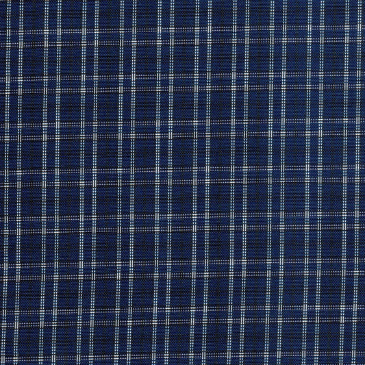 Tela escocesa de poliéster azul con cuadros blancos, ideal para uniformes escolares, SchoolLine.