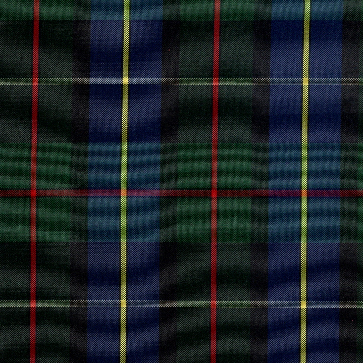 Tela escocesa de poliéster para uniformes escolares e institucionales; tartán verde/azul con líneas rojas y amarillas