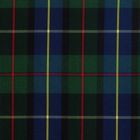 Tela escocesa de poliéster para uniformes escolares e institucionales; tartán verde/azul con líneas rojas y amarillas