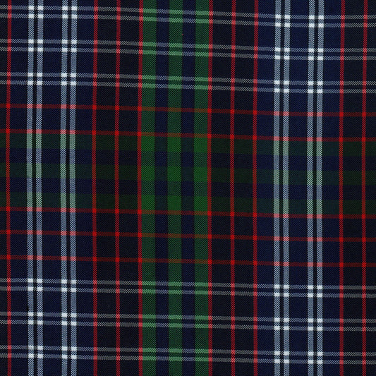 Tela escocesa de poliéster SchoolLine – cuadros azul marino, rojo y verde, ideal para uniformes escolares e institucionales.