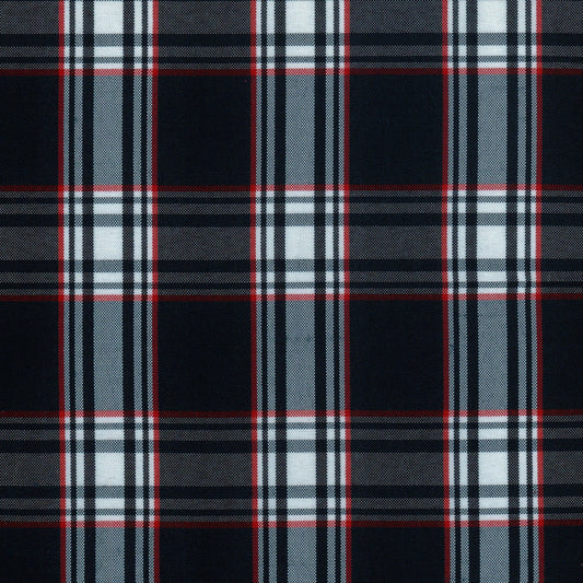 Tela escocesa de poliéster SchoolLine, cuadros azul marino, gris y rojo, para uniformes escolares e institucionales