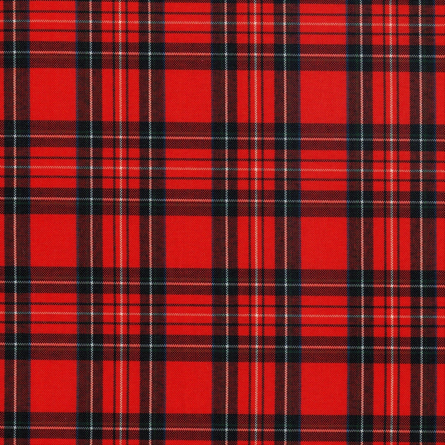 Tela escocesa de poliéster SchoolLine rojo, negro y blanco, tartán clásico; perfecta para uniformes escolares e institucionales.