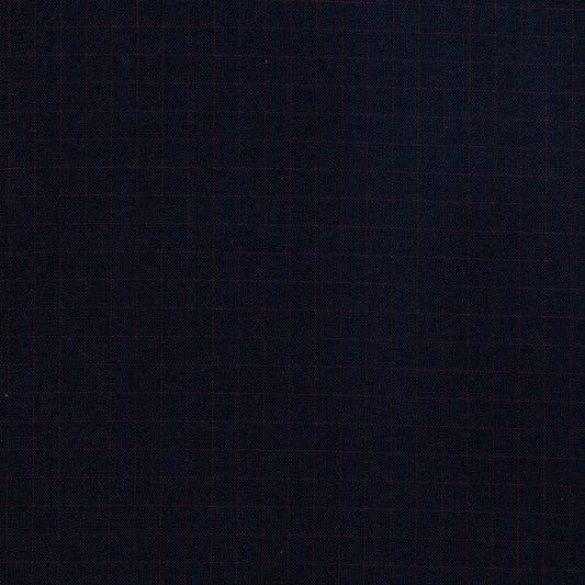 Tela escocesa de poliéster SchoolLine azul marino y rojo con cuadros; ideal para uniformes escolares e institucionales.